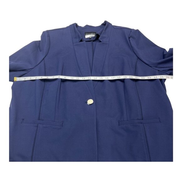 Eloquii Premier Blazer Womens 26‎ Navy Blue Jersey Knit One Gold Button Classic - Picture 6 of 9